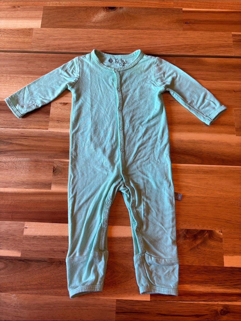 Kyte BABY aqua Long-Sleeve Footed One-Piece